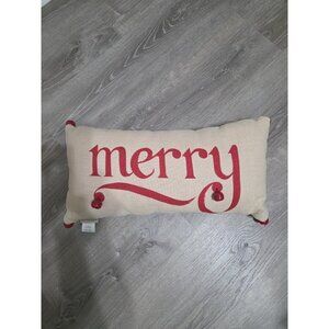 Pottery Barn Merry Jingle Bells Rectangular Throw Pillow Christmas 11"x25"